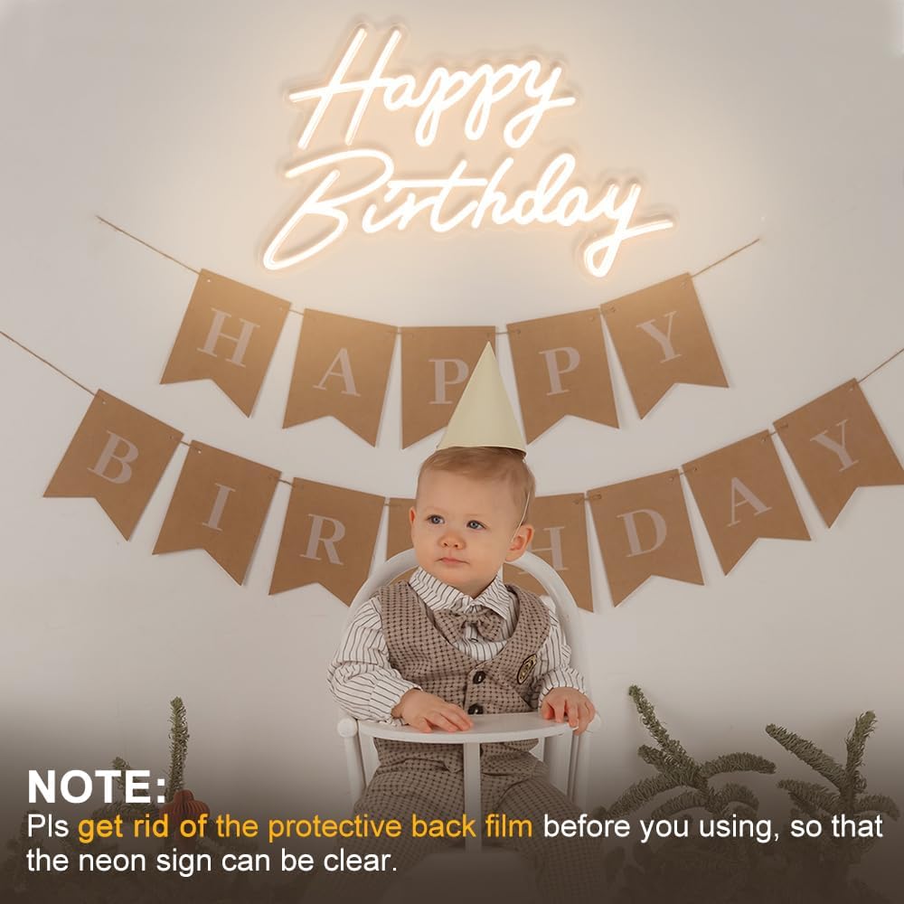 AUCT 14489 - $60 Happy Birthday Neon Sign, 22.4"x13.8" Happy Birthday Sig - Image 4