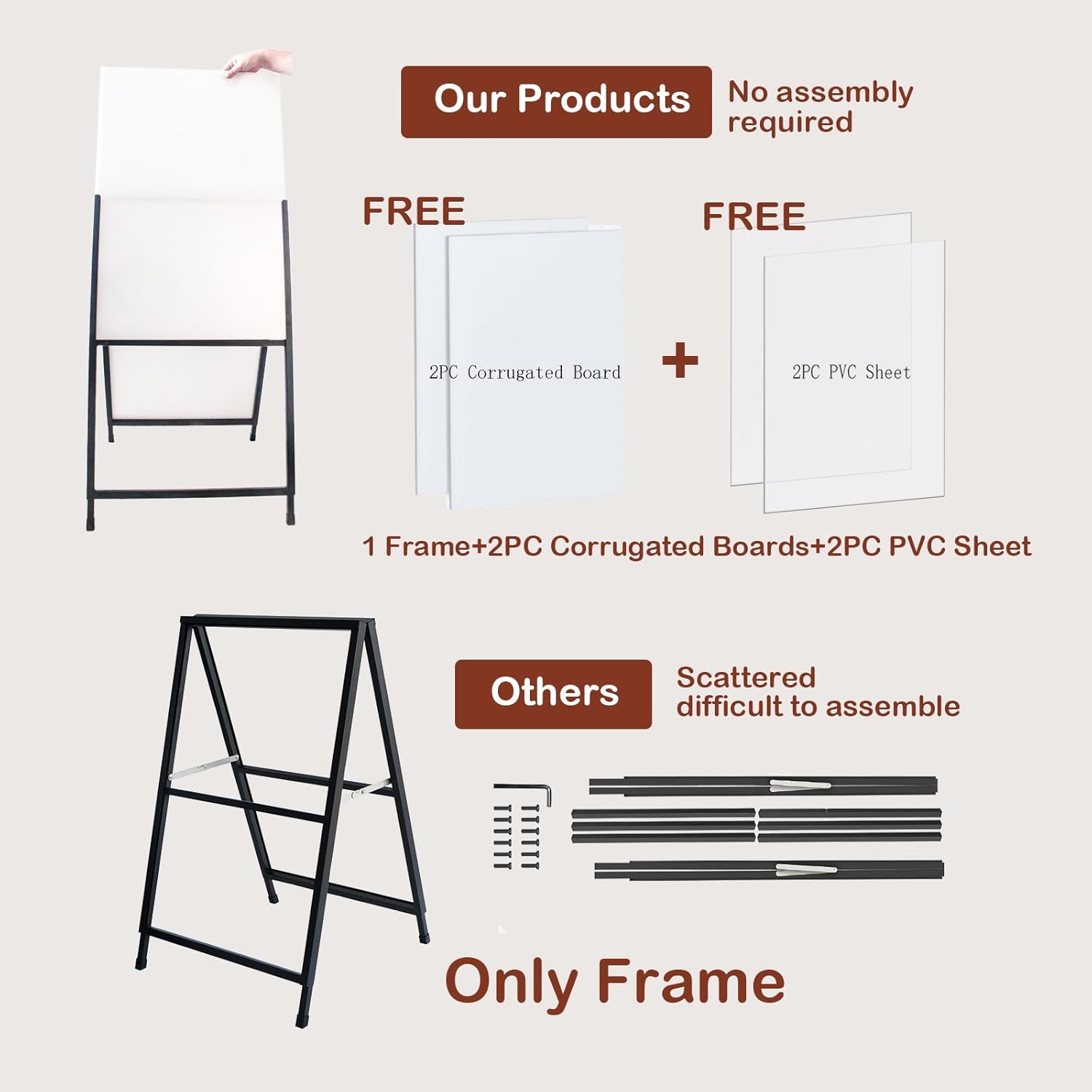 AUCT 16161 - $70 YDisplay A Frame Sidewalk Sign 24x36 inches Sandwich Board Signs Outdoor Heavy Duty Do - Image 2