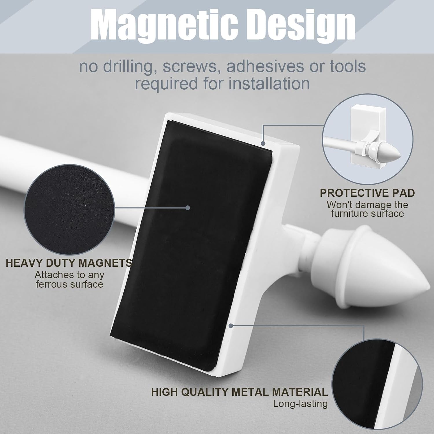 AUCT 14806 - Yaocom 2 Pcs Magnetic Curtain Rods for Metal Door 28 to 48 I - Image 3
