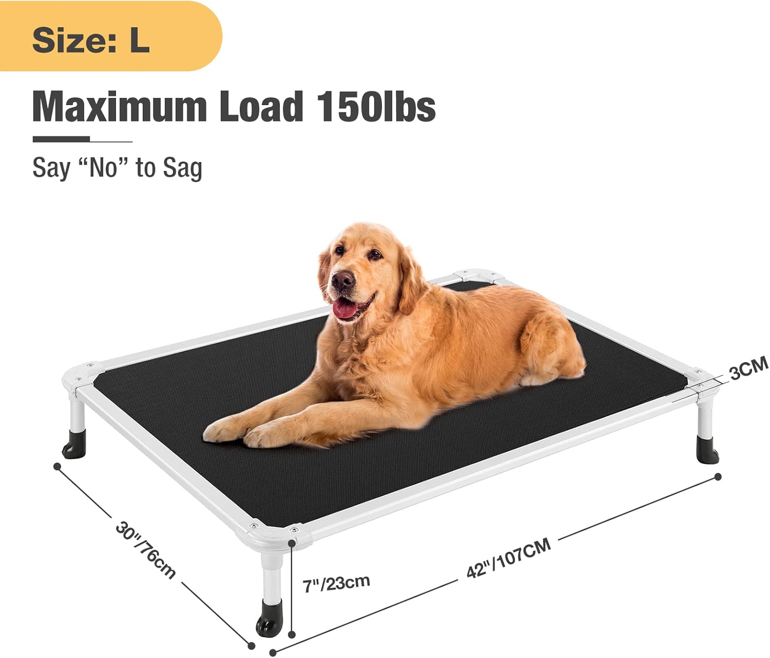 AUCT 16675 - $63 Veehoo Chew Proof Elevated Dog Bed - Cooling Raised Pet Cot - Silver Aluminum Frame an - Image 2