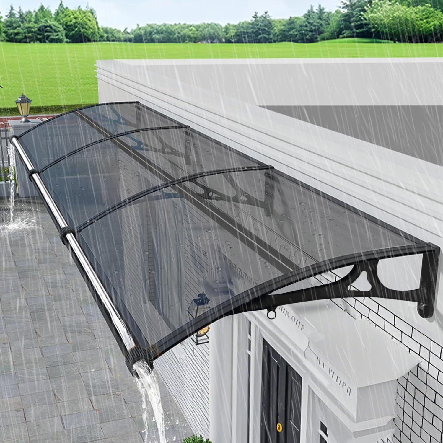 AUCT 16114 - $263 Window Awnings Exterior with Aluminum Bracket UV Rain Snow Durable Polycarbonate Cano
