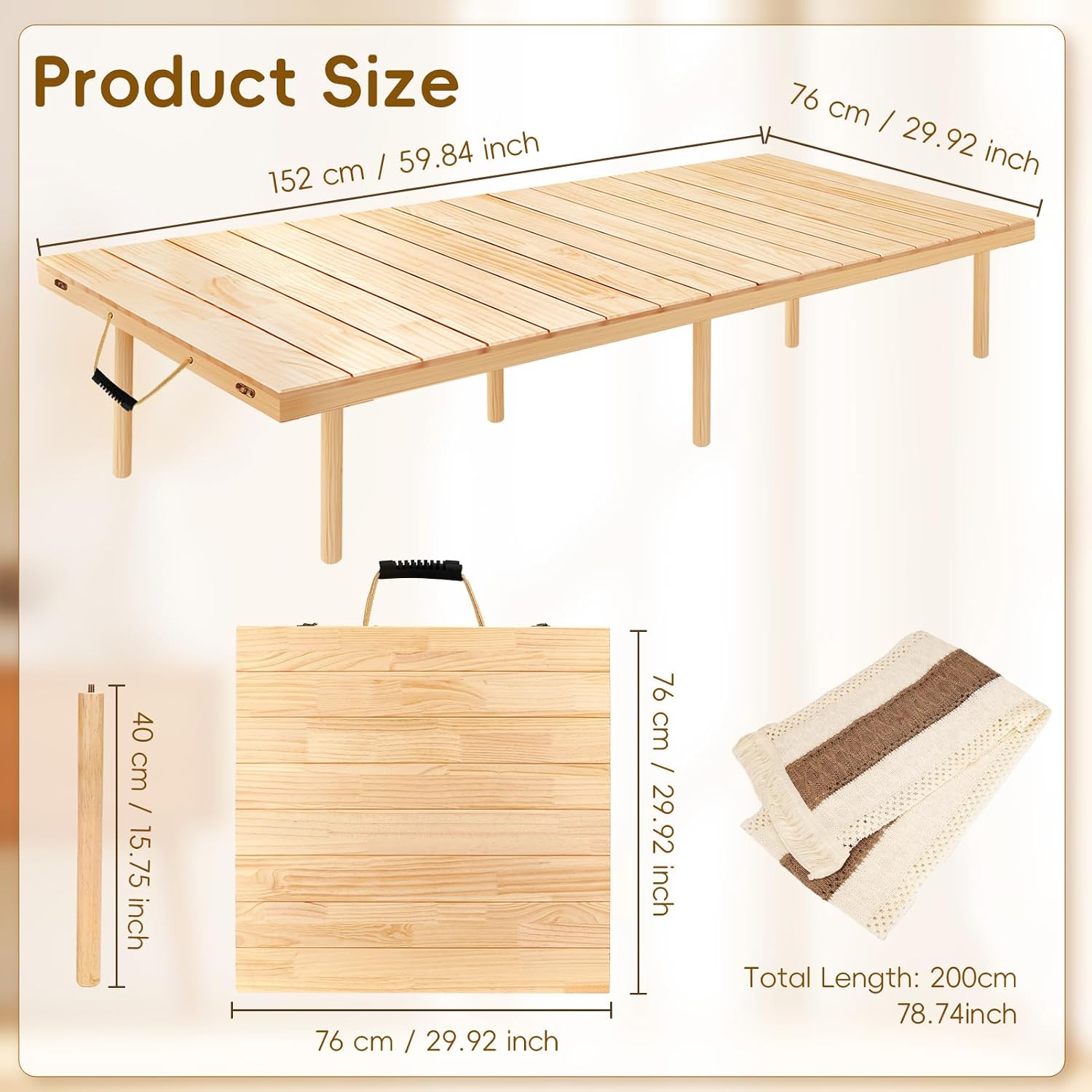 AUCT 14548 - $158 60"x30" Low Folding Picnic Table, Portable Boho Floor T - Image 3