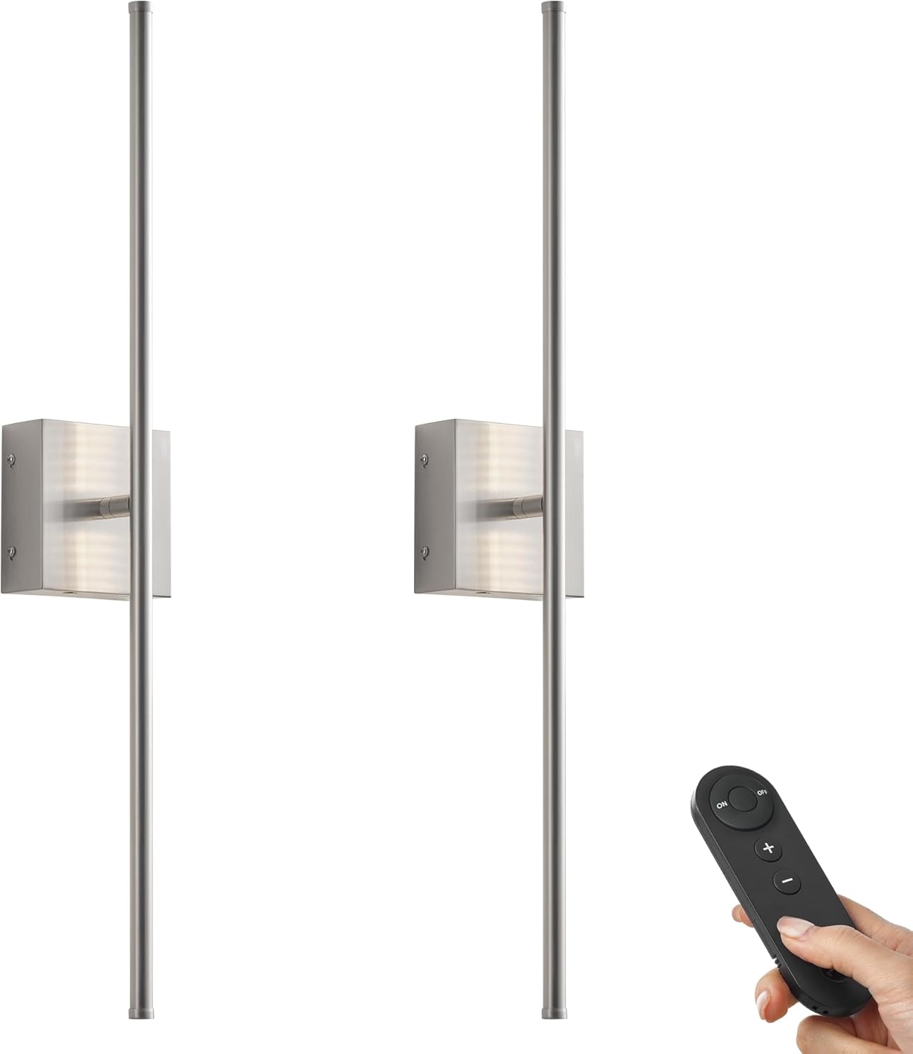 AUCT 15285 - $90 KARTOOSH 28.3 Inch Wall Sconces Battery Operated for Living Room Nickel | Rechargeable
