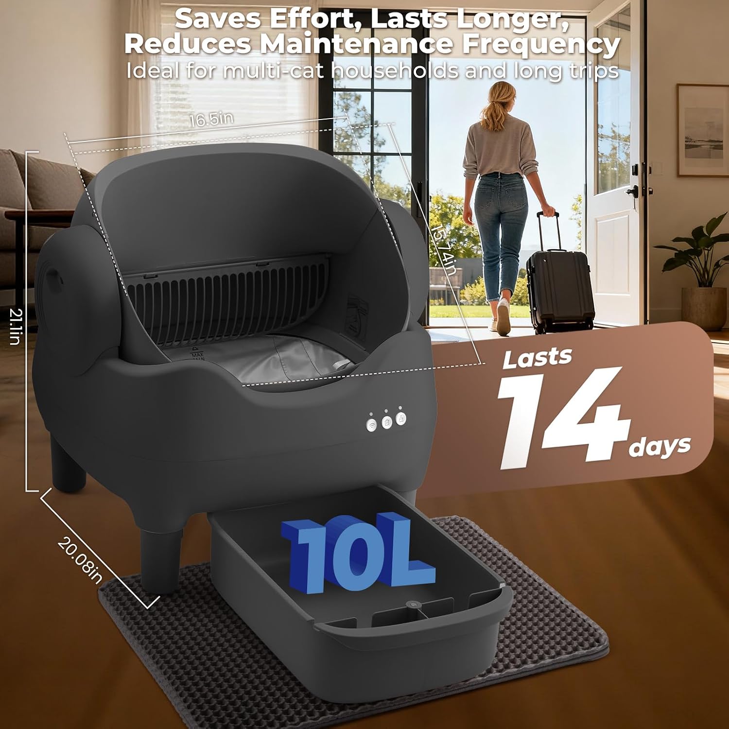 AUCT 17330 - $140 KITPLUS Self Cleaning Litter Box, Automatic Cat Litter Box with APP Control, Odor-Fre - Image 4