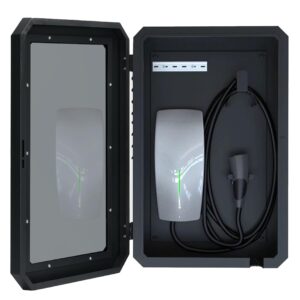 AUCT 17115 - $150 EV Charger Outdoor Enclosure, Charger Station Box for Tesla Wall Charger, Cable Cord