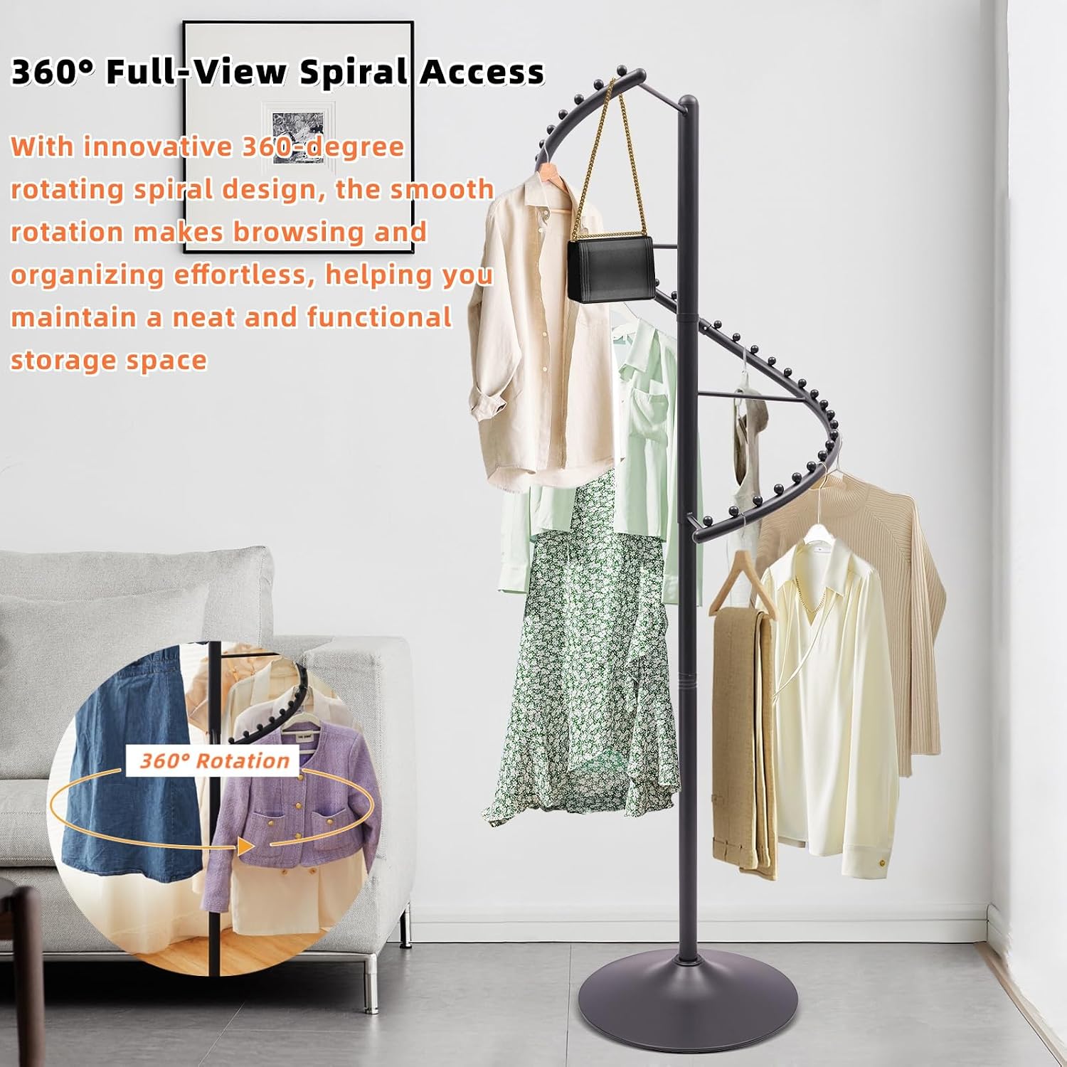 AUCT 15317 - $186 Spiral Clothing Rack, Floor Stand Rotating Clothes Hanger Garment Rack for Boutique B - Image 4