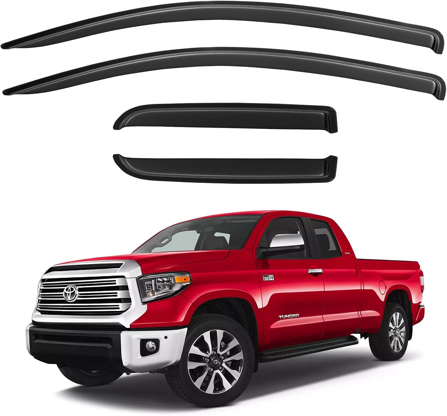 AUCT 15123 - Window Rain Guards Visors Shield for 2007-2021 Toyota Tundra