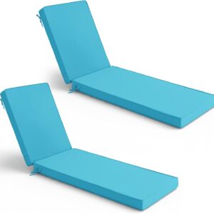 AUCT 17339 - $110 Summsun Chaise Lounge Cushions Outdoor Set of 2, 72 x 21 x 3 Inch, Teal | Sun Lounger