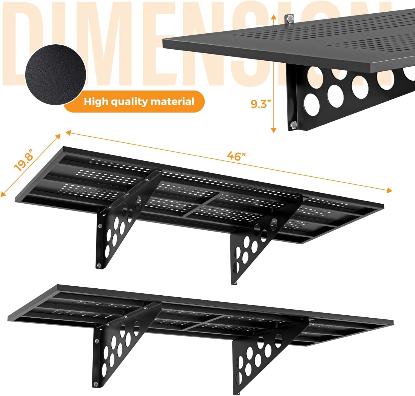 AUCT 16980 - $109 2 Pack 1.5x4ft Heavy Duty Garage Wall Shelving Storage Rack, Black | Wall Mounted, St - Image 2