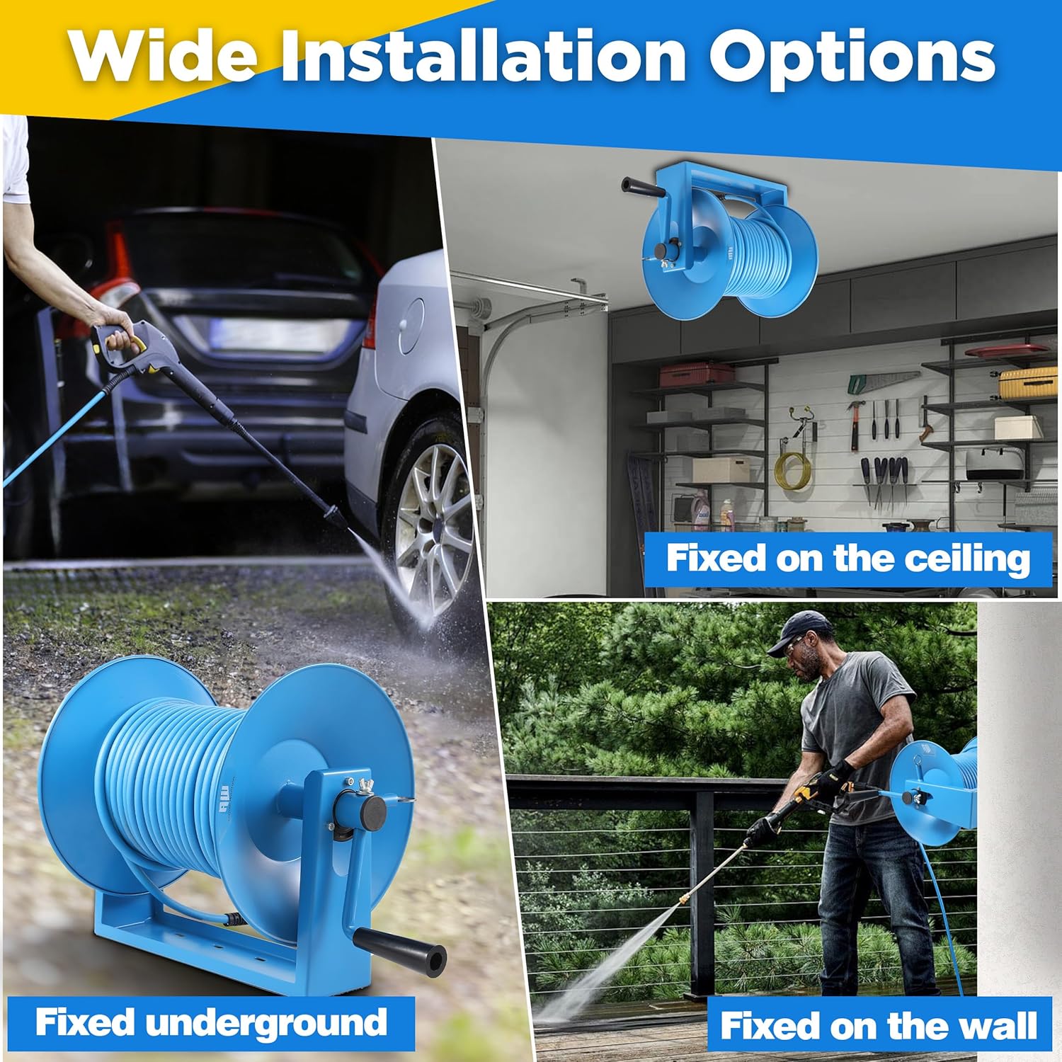 AUCT 16483 - $97 RIDGE WASHER Pressure Washer Hose Reel 180FT x 3/8" | Heavy Duty, High Capacity, 4000 - Image 3