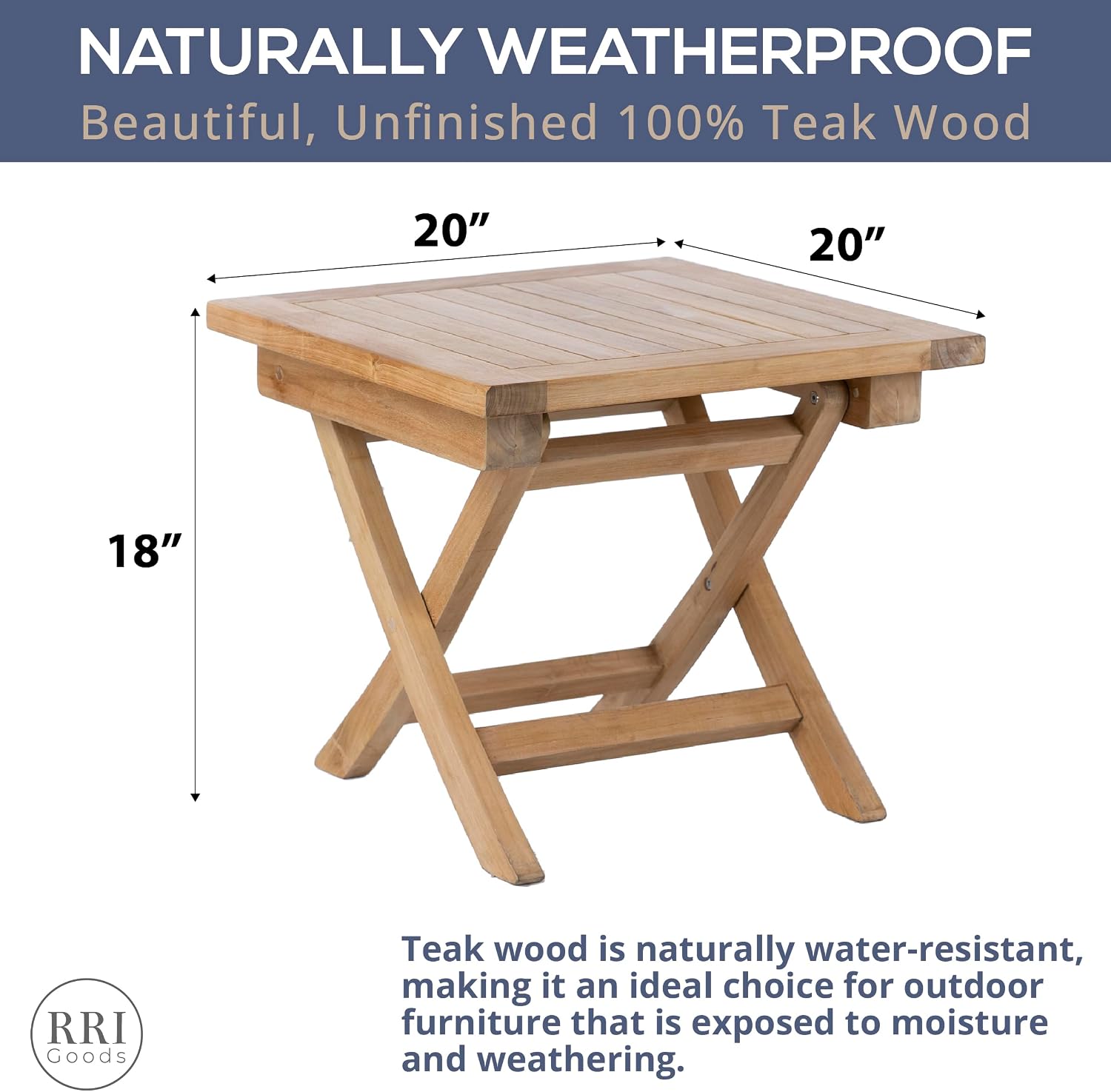 AUCT 14423 - $165 Teak Wood Folding 20"-Inch Outdoor Coffee Table - Perfe - Image 3