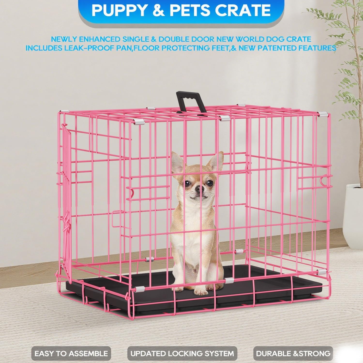AUCT 14614 - $73 FDW Dog Crate for Small Dogs 18 Inch Folding Metal Wire - Image 3