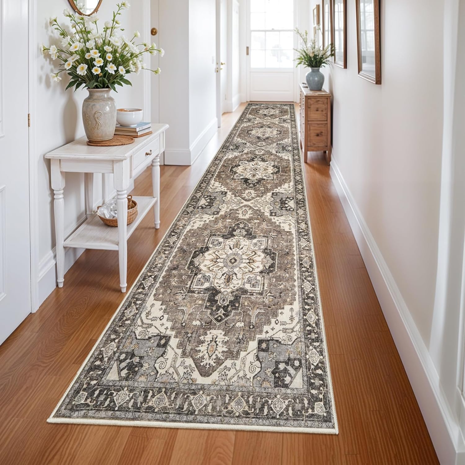 AUCT 14397 - $59 Washable Kitchen Runner Rug - 3x14 Hallway Rug Distresse - Image 2