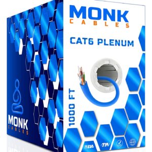 AUCT 14434 - $120 MONK CABLES | CAT6 Plenum Cable 1000ft | UTP, 23AWG, 55