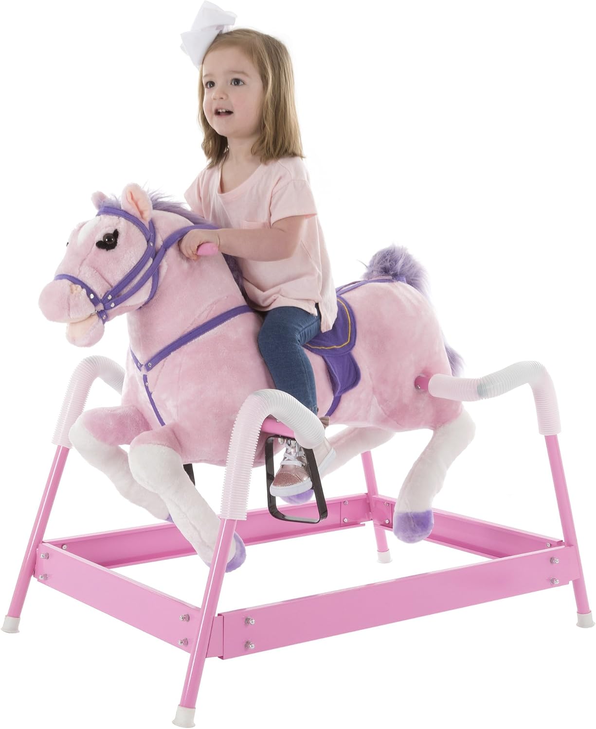AUCT 14415 - $110 Spring Rocking Horse - Plush Bouncy Ride-On Toy with Fu - Image 4