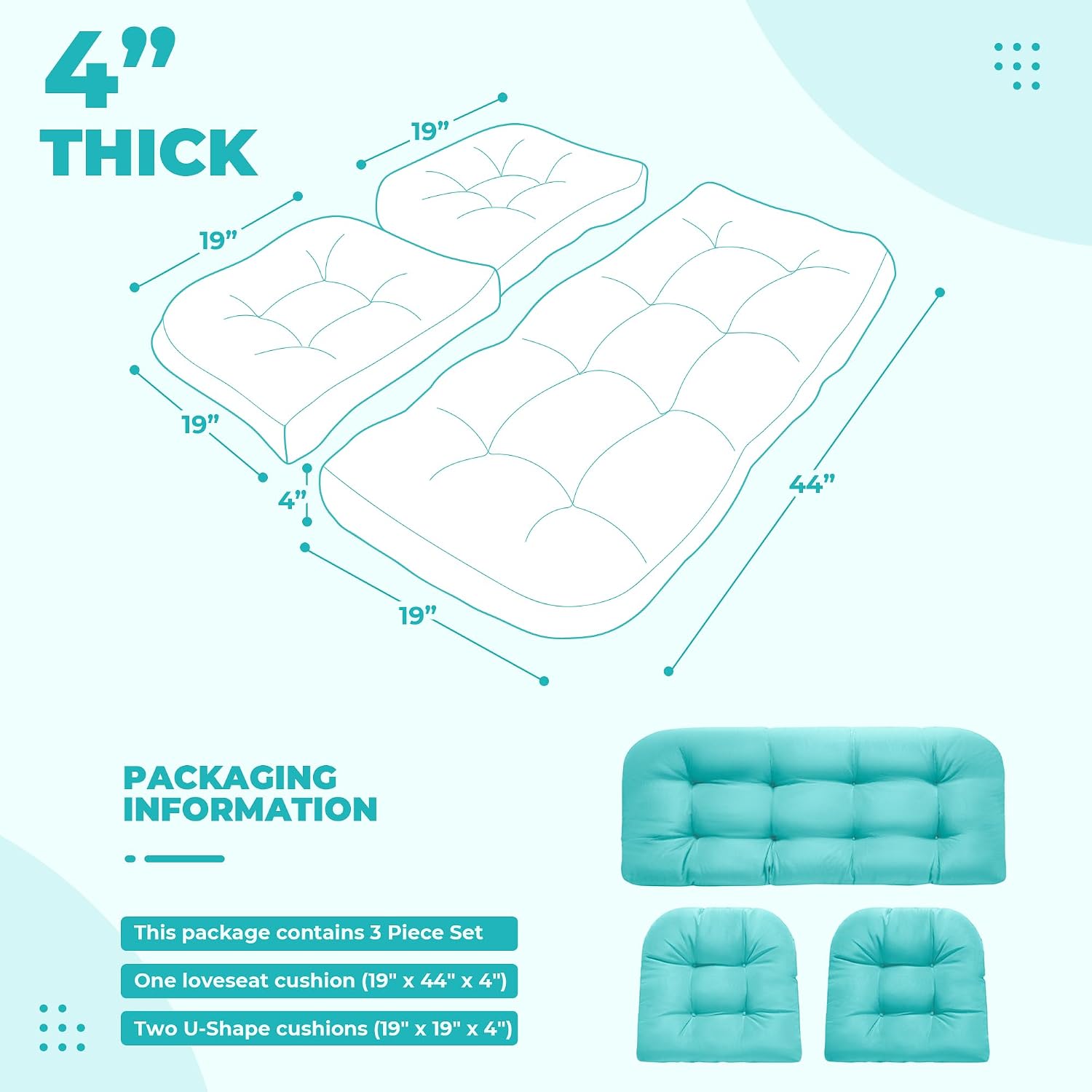 AUCT 14789 - $66 DANGHOOGY Wicker Chair Cushions, Waterproof Outdoor Love - Image 2