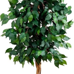 AUCT 15667 - Nearly Natural 4ft Triple Trunk Ficus Silk Tree with Natural Wood Trunks and Dense Foliage