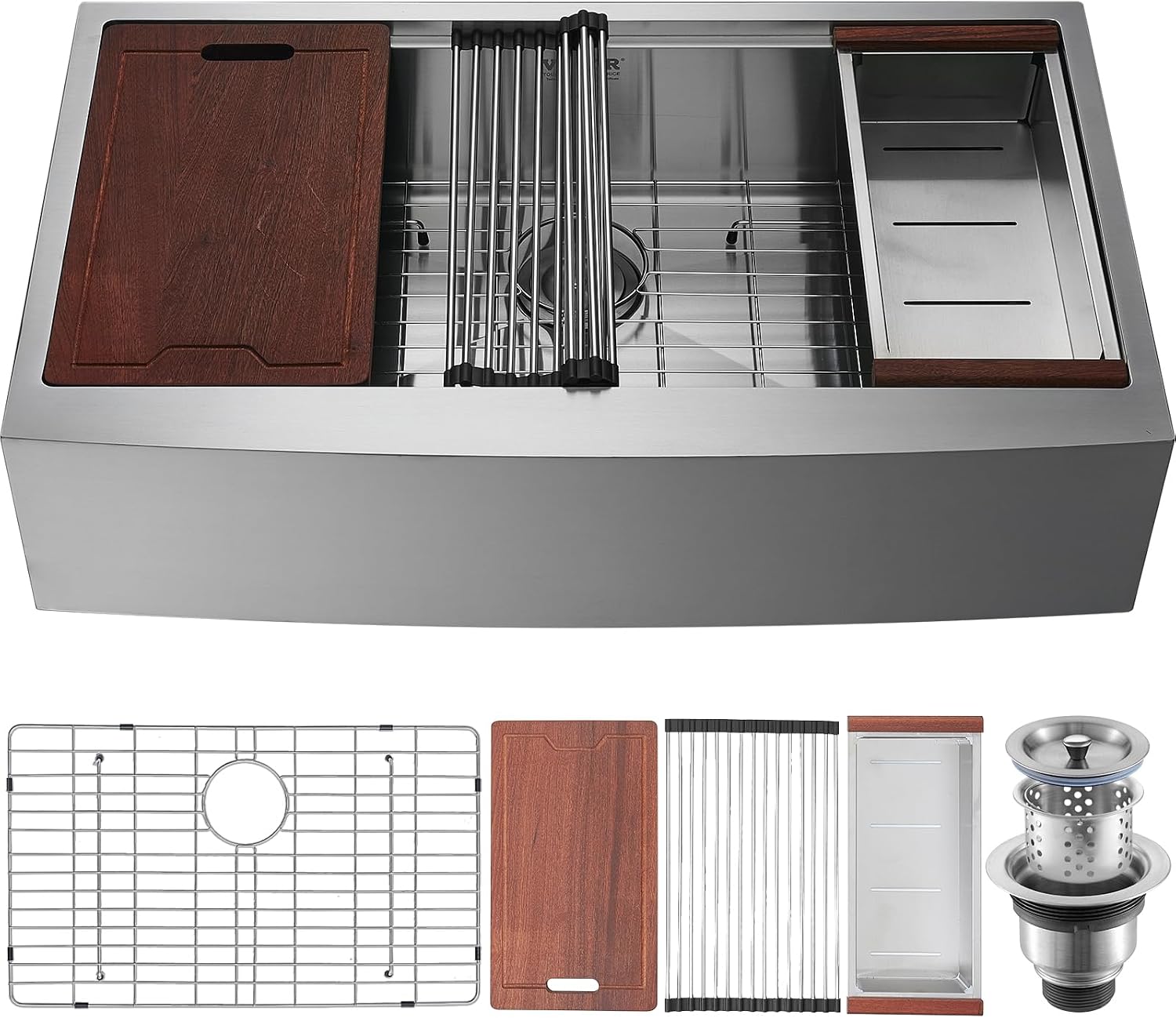 AUCT 16569 - $227 VEVOR 33 inch Farmhouse Kitchen Sink, 304 Stainless Steel Sink, Top Mount Single Bowl