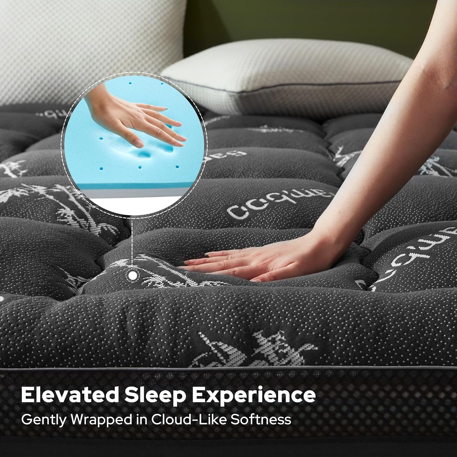 AUCT 14856 - $120 BEDLORE 4 Inch Memory Foam Mattress Topper King,2-in-1 - Image 4