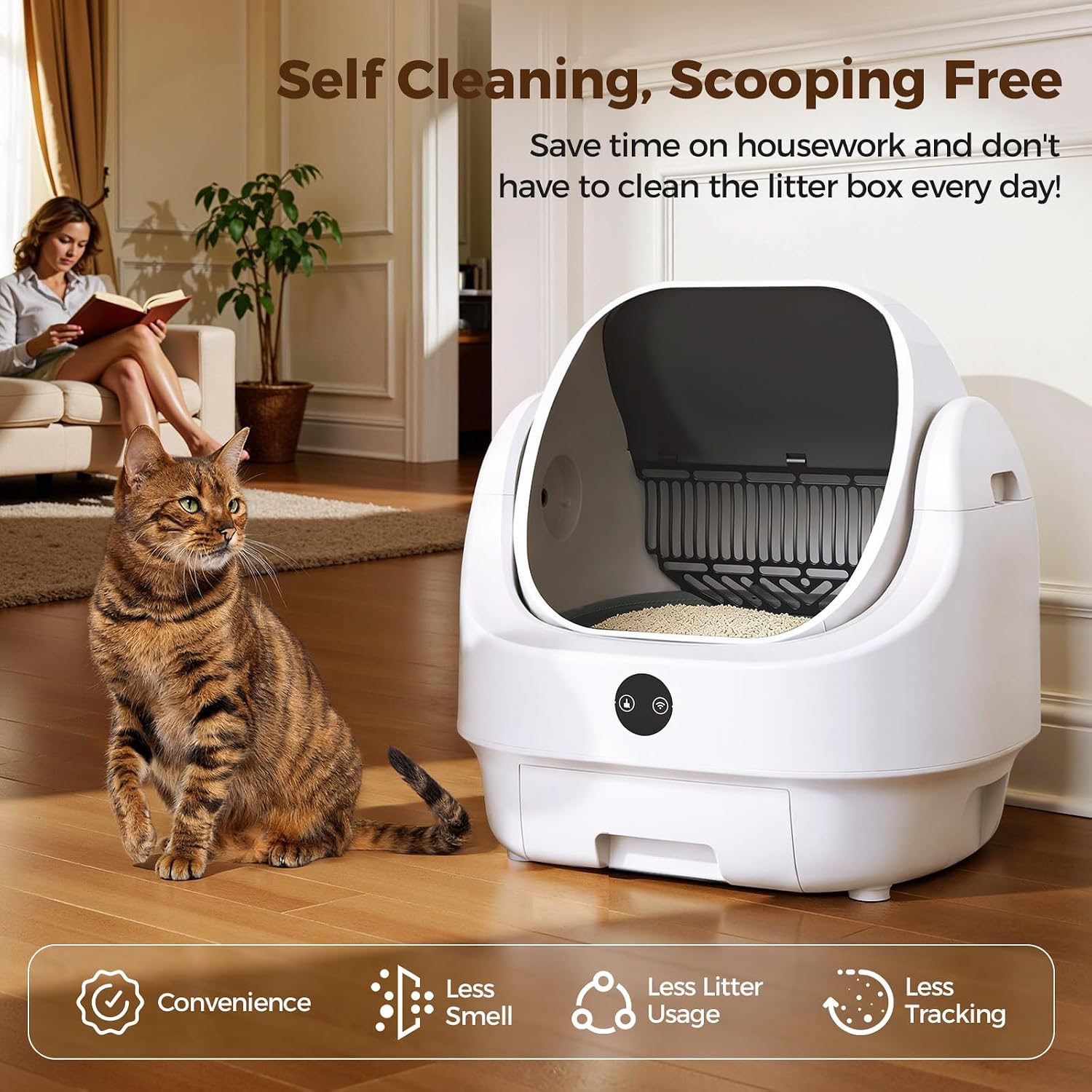 AUCT 16153 - $200 Open-Top Automatic Litter Box, Odor Control, Ready to Use, Self Cleaning Litter Box, - Image 2