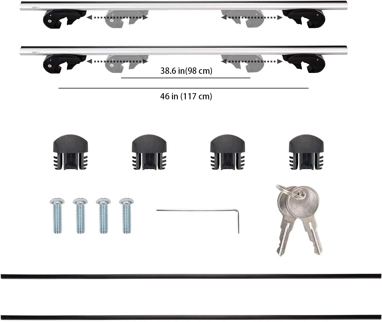 AUCT 16635 - Amazon Basics Cross Rail Roof Rack, 52 inches, Fits up to 46" Spans between Raised Side Ra - Image 3