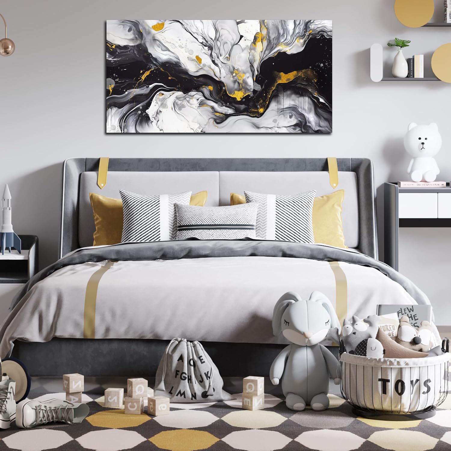 AUCT 14408 - Alsingbago Large Abstract Canvas Wall Art for Living Room Be - Image 4