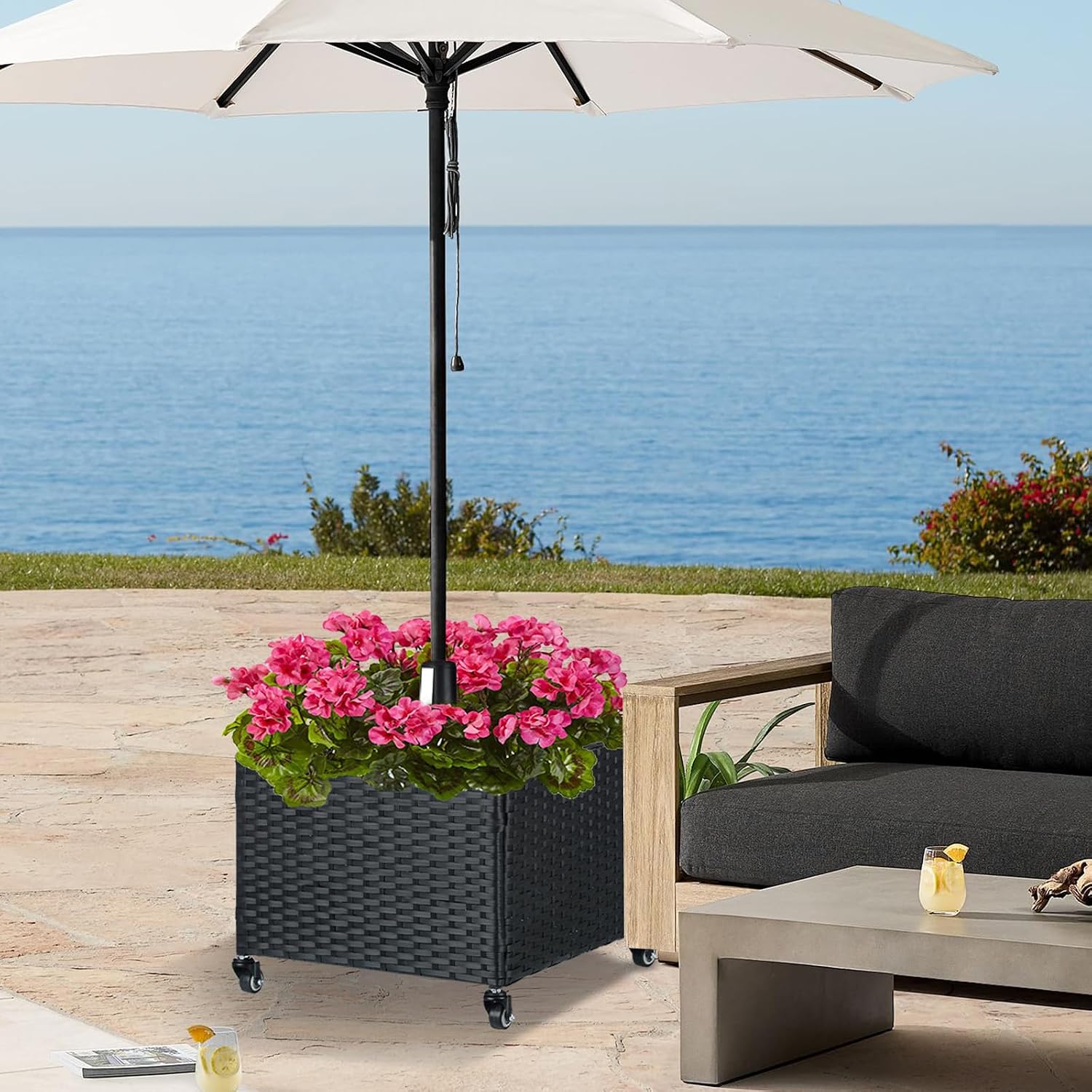 AUCT 17302 - $80 SUNNYPARK Umbrella Base with Wheels and Fillable Planter 2 in 1 | 120lbs Capacity, Hea - Image 2