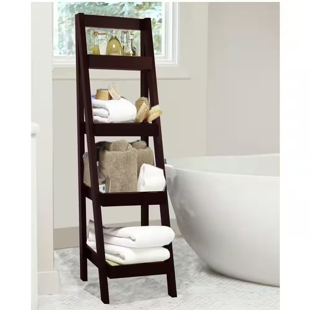 AUCT 14839d - $165 Bathroom Storage Ladder in Walnut