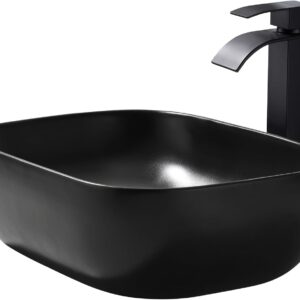 AUCT 16963 - $122 Black Vessel Sink Rectangle, 18"x13" Above Counter Porcelain Ceramic Bathroom Vessel