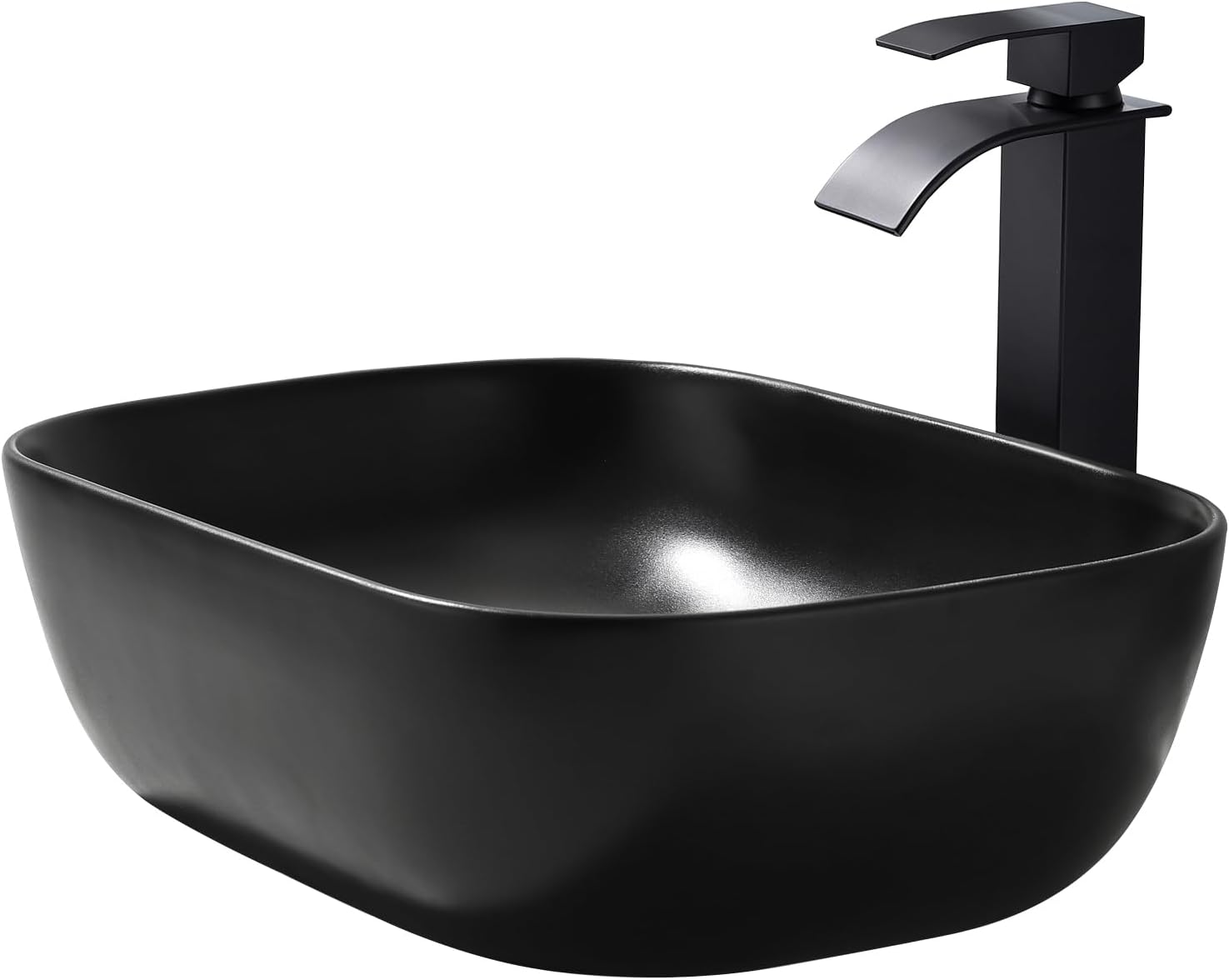 AUCT 16963 - $122 Black Vessel Sink Rectangle, 18"x13" Above Counter Porcelain Ceramic Bathroom Vessel