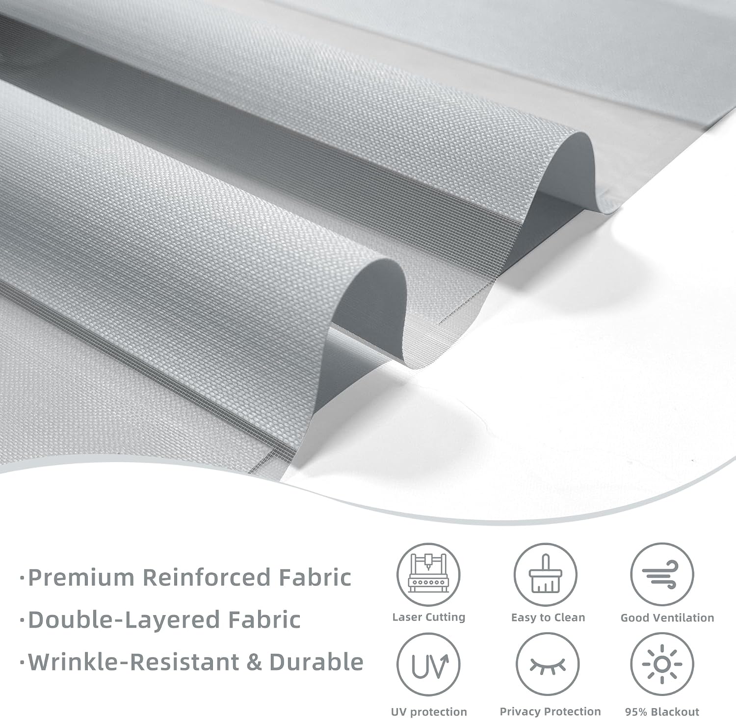 AUCT 16100 - $60 ChrisDowa Cordless Zebra Blinds for Windows, Dual Layer Free-Stop Light Filtering Wind - Image 4