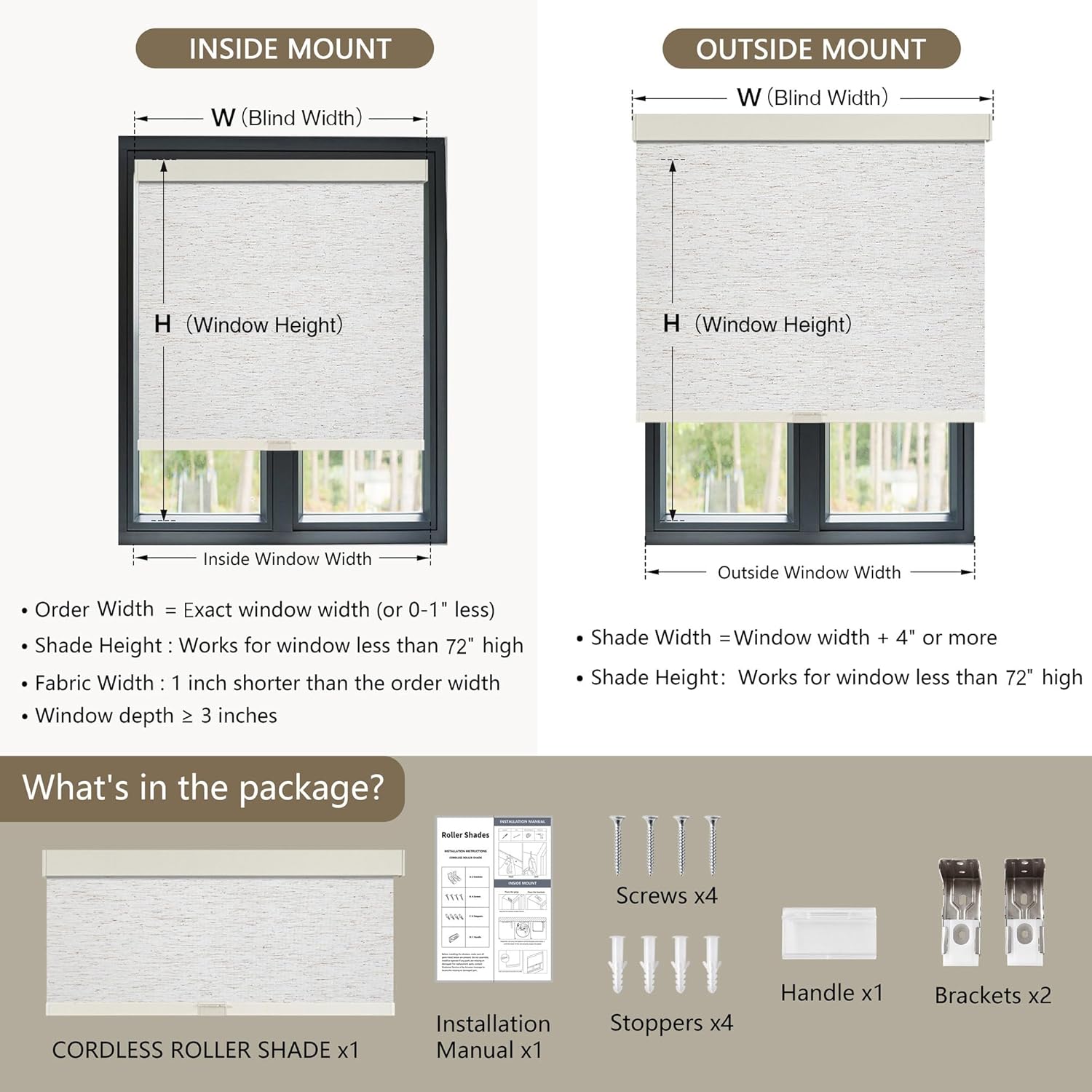 AUCT 14491 - $59 SUNOFF Cordless Blackout Roller Shades Blinds for Window - Image 2