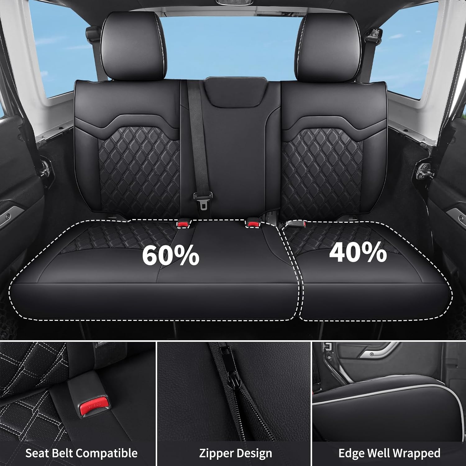 AUCT 16171 - $160 Huidasource 2018-2026 Wrangler JL Seat Covers 4 Door, Waterproof Wrangler Seat Covers - Image 3