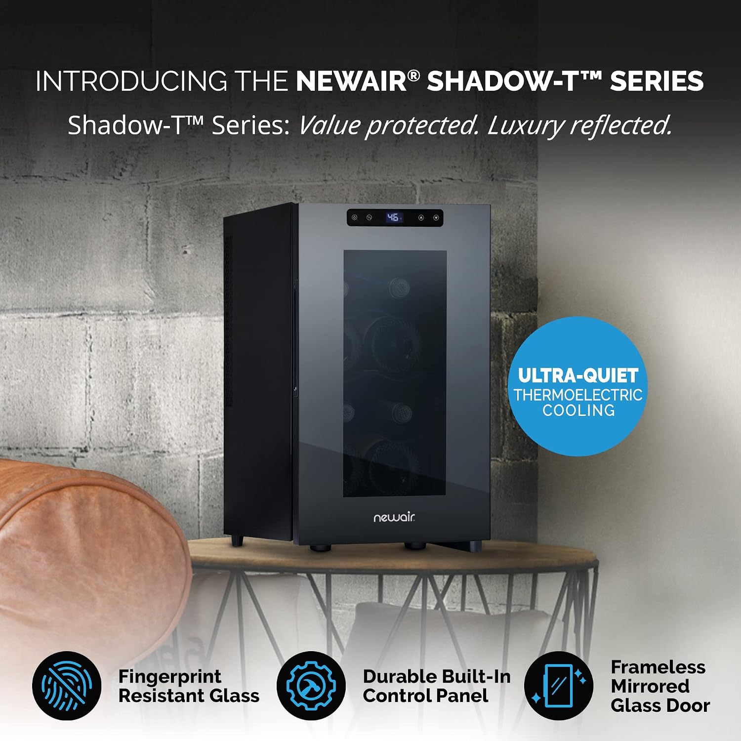 AUCT 14433 - $246 NewAir Shadow-T Series 8 Bottle Thermoelectric Wine Fri - Image 2