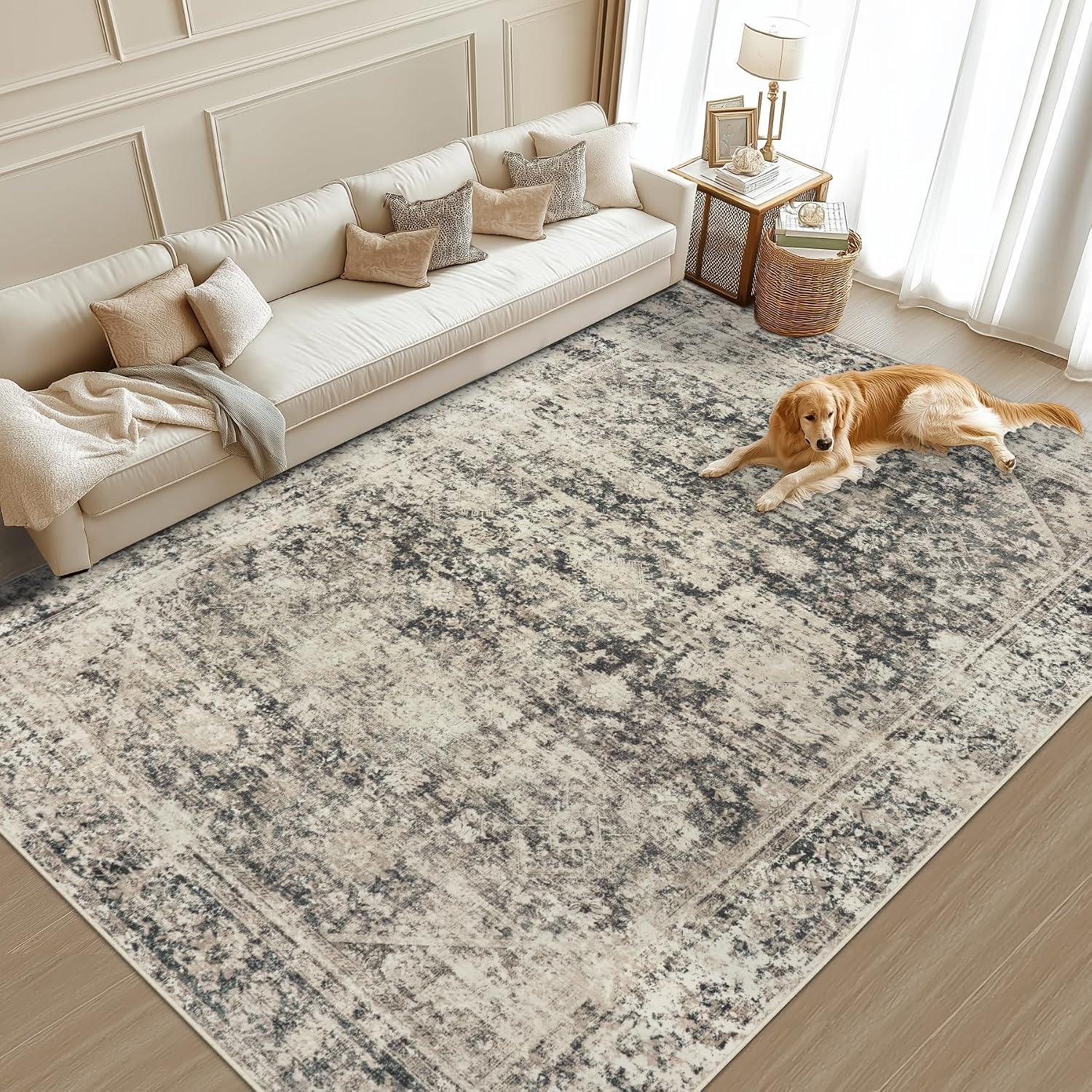 AUCT 14460 - $80 8x10 Area Rugs Washable Rug: Large Vintage Abstract Livi - Image 3