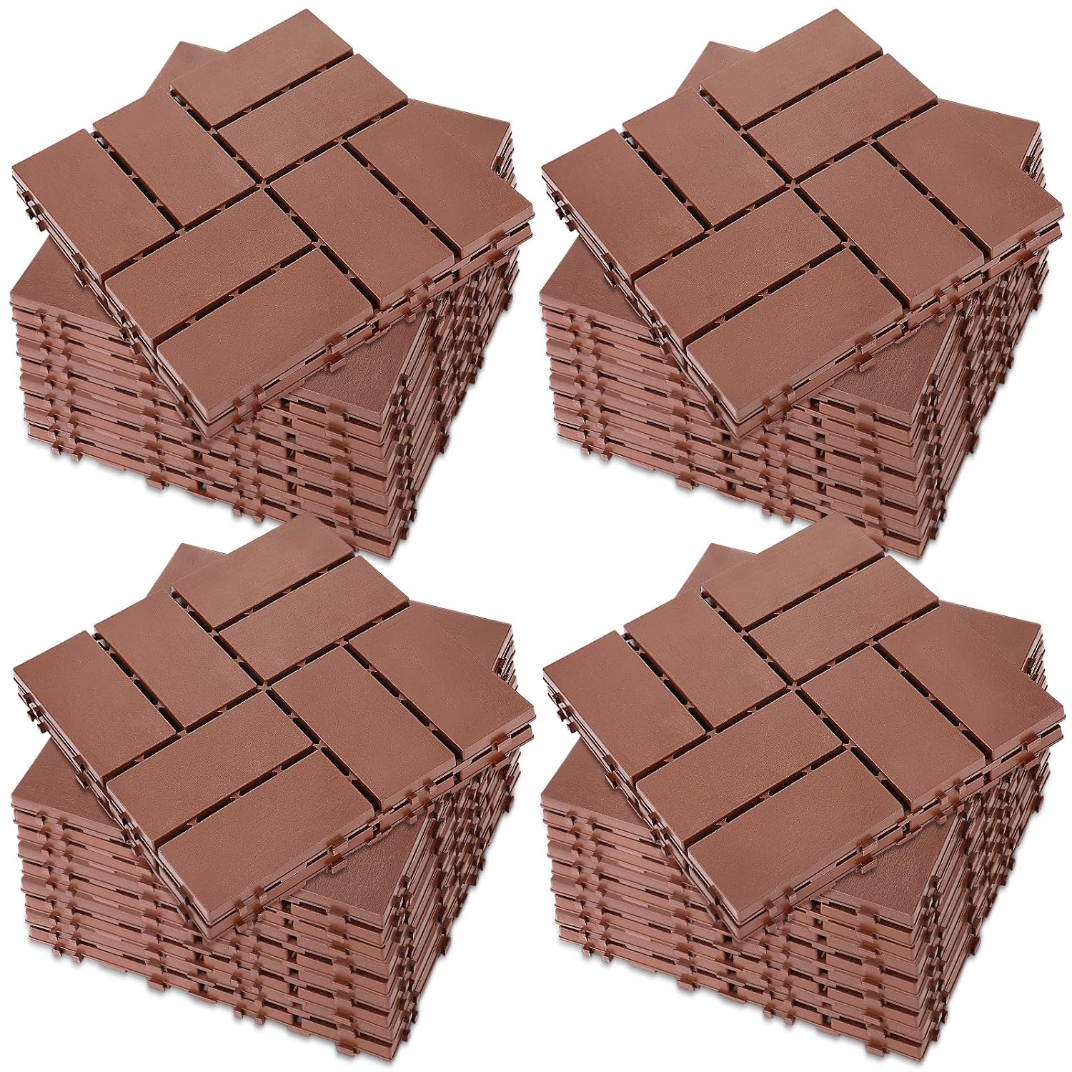 AUCT 16217 - $110 BreezeHug 44 Pack Interlocking Deck Tiles 12"x12"x0.8" Plastic Waterproof Floor Tiles