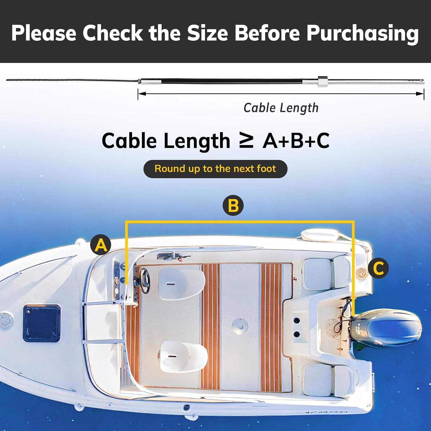 AUCT 14750 - $153 Boats Steering System, Cable Outboard Steering Kit 3/4" - Image 2