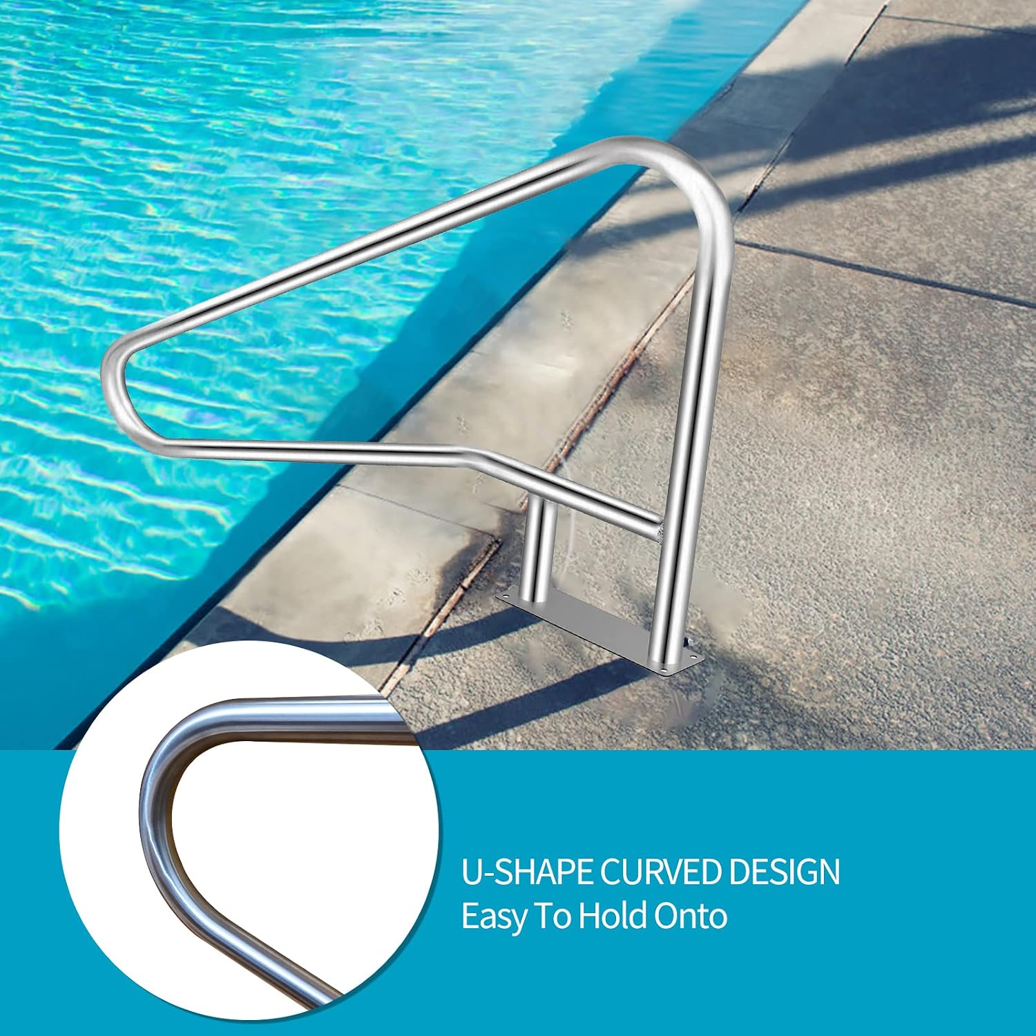 AUCT 15046 - $180 Pool Rail for inground Pools (54x32), 304SS Pool handra - Image 3