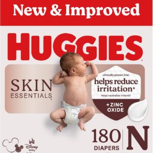 AUCT 17045 - $58 Huggies Size Newborn Diapers, Skin Essentials Baby Diapers, Size Newborn (6-9 lbs), 18