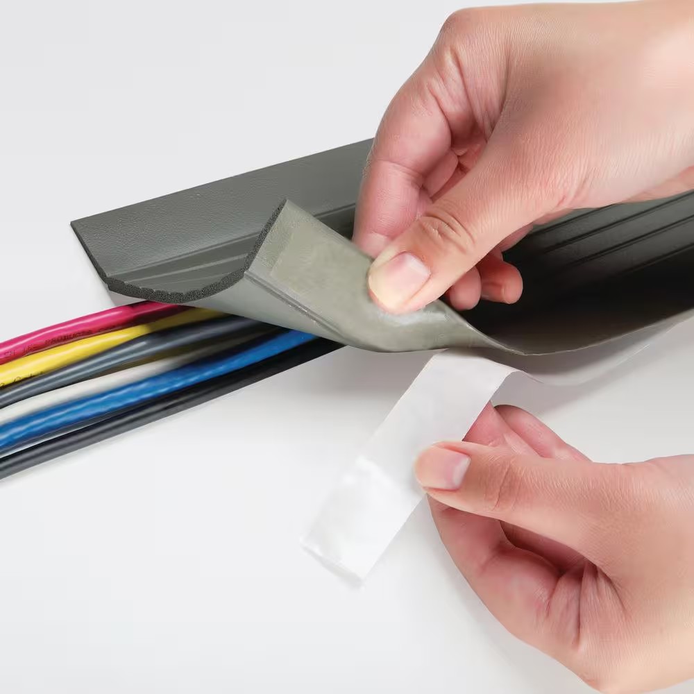 AUCT 17306 - 5 ft. Cable Blanket Low Profile Cord Cover and Protector for Floor in Grey - Image 4