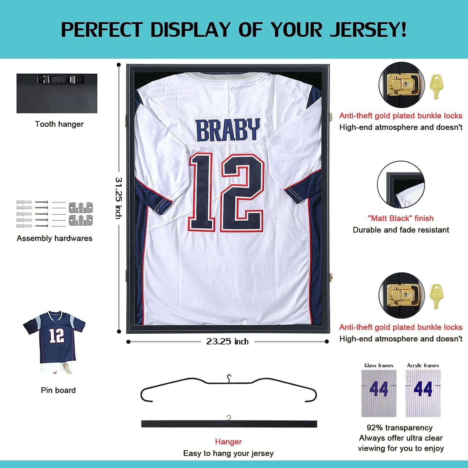 AUCT 17074 - KCRasan Jersey Display Frame Case - Large Lockable Frames Shadow Box | UV Protection for B - Image 2