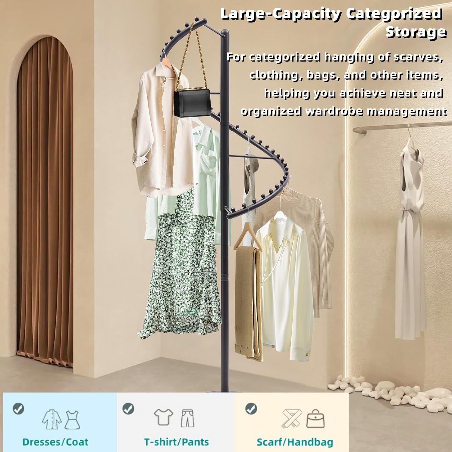 AUCT 15317 - $186 Spiral Clothing Rack, Floor Stand Rotating Clothes Hanger Garment Rack for Boutique B - Image 3