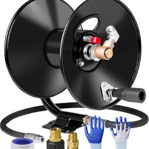 AUCT 15660 - $80 MEKOH Pressure Washer Hose Reel 50ftx3/8" / 65ftx1/4", 4000PSI Heavy Duty Power Washer