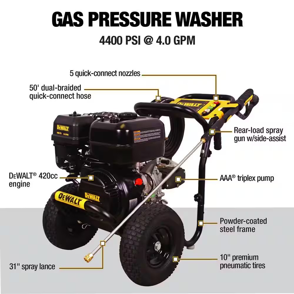 AUCT 14835pw - $949 DEWALT 4400 PSI 4.0 GPM Gas Pressure Washer with 420cc - Image 2