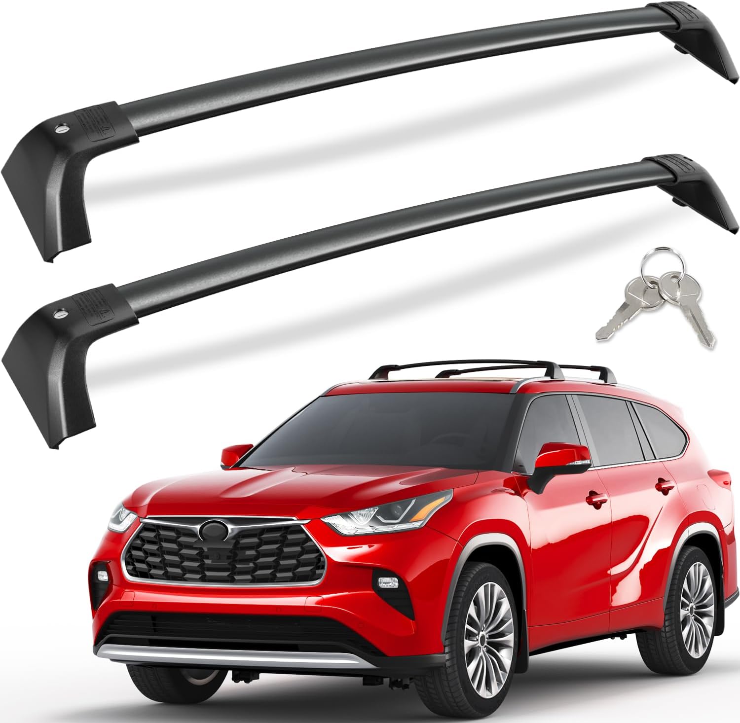 AUCT 17015 - $80 KINGGERI Lockable 260lbs Cross Bars Roof Racks Fit for Toyota Highlander 2020-2026 XLE