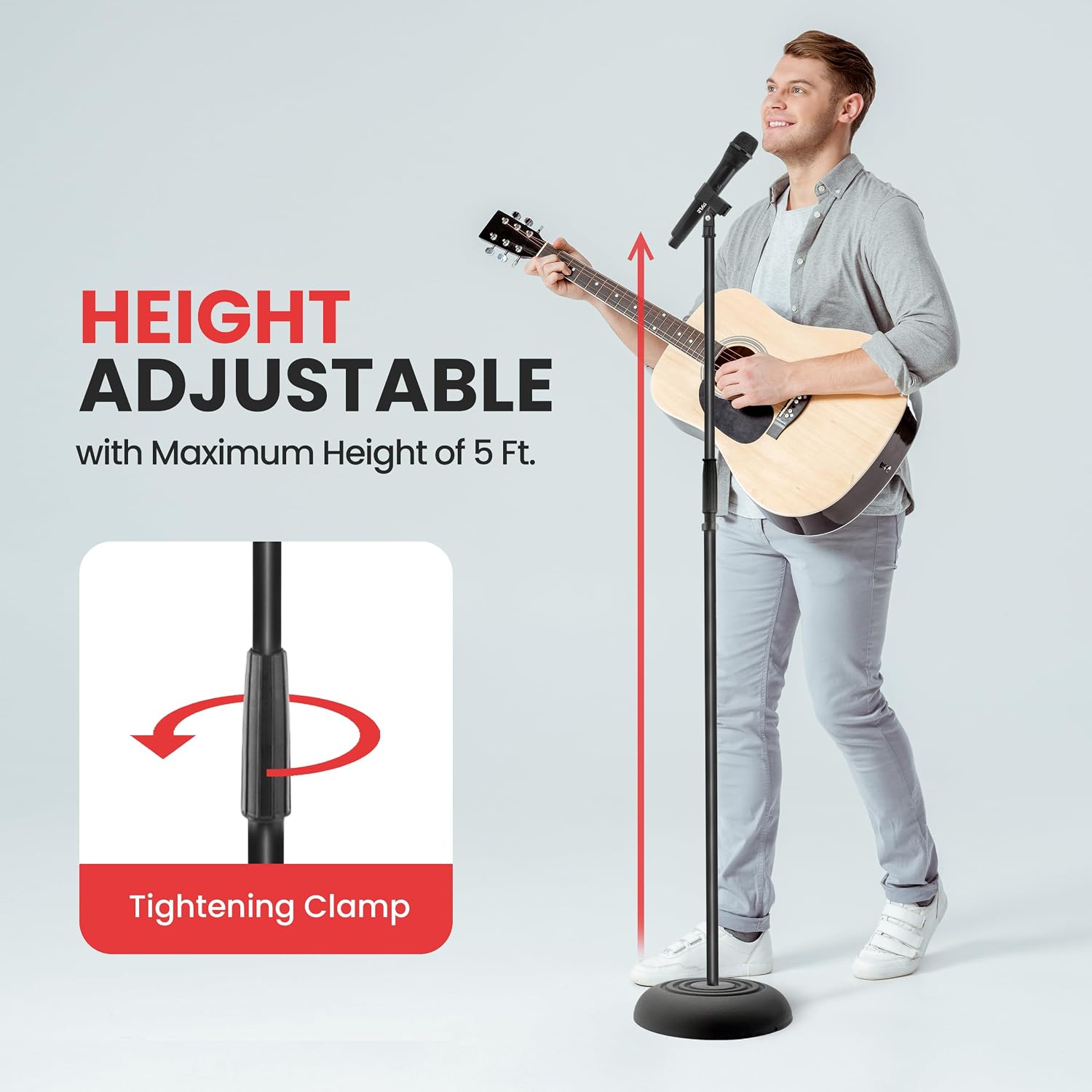 AUCT 17034 - Pyle Universal Microphone Stand - Handheld Mic Compatible, Heavy Compact Base, Lightweight - Image 4