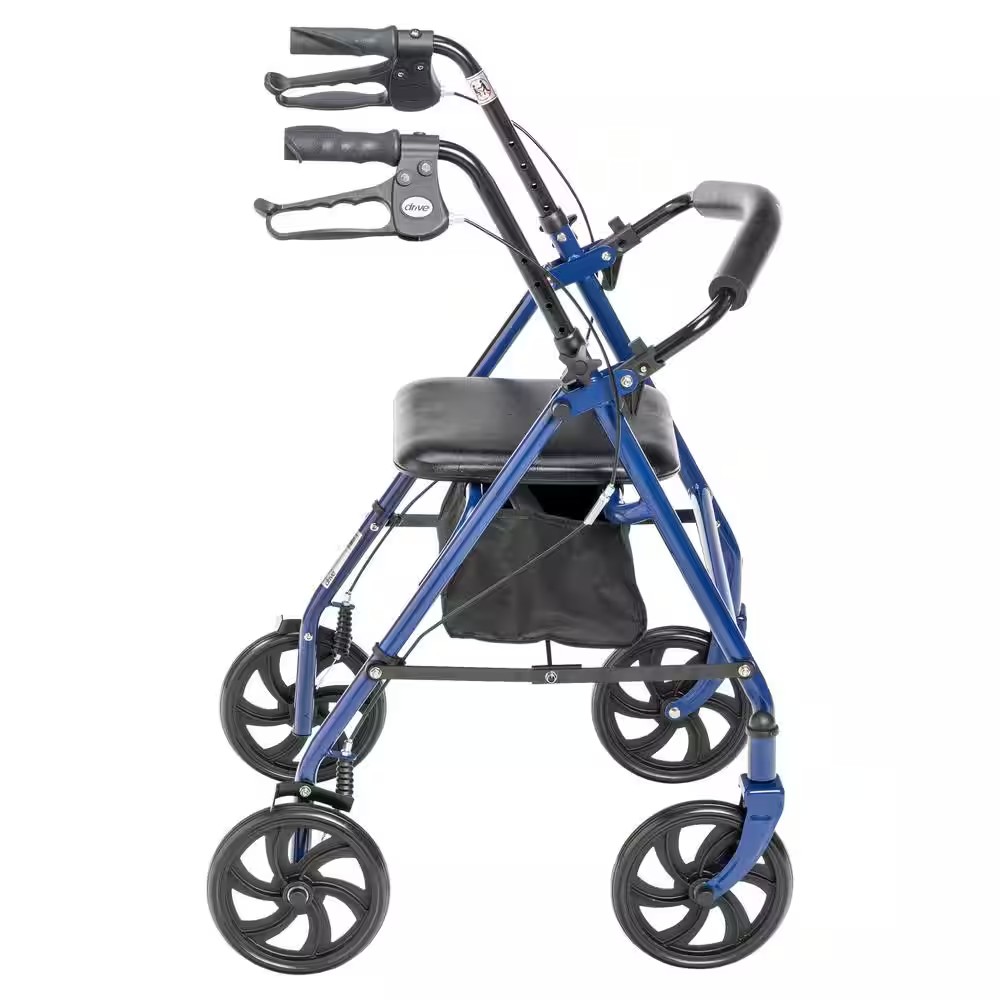 AUCT 17225 - $67 Four Wheel Rollator Rolling Walker with Fold Up Removable Back Support, Blue - Image 3