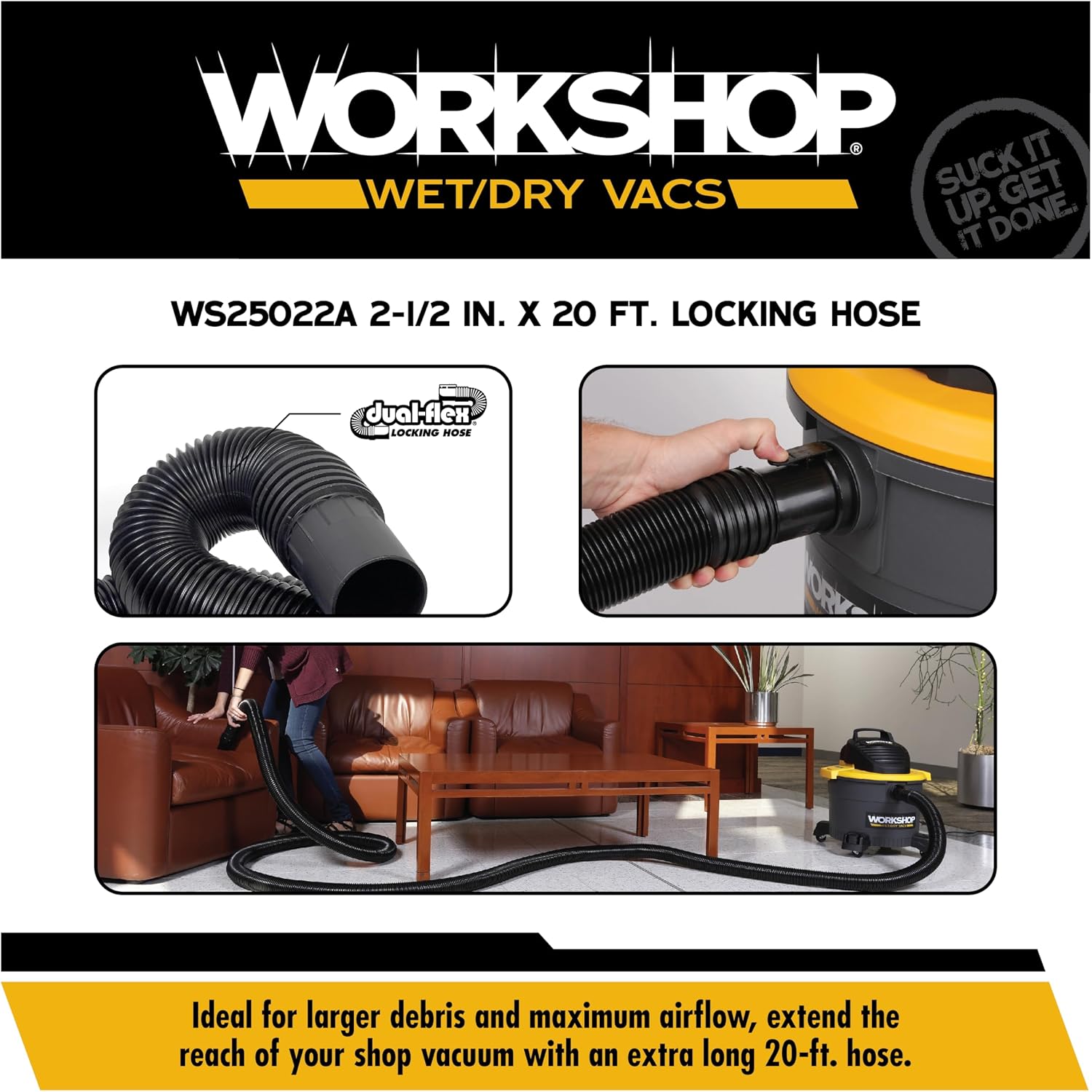 AUCT 16500 - WORKSHOP Wet/Dry Vacs WS25022A 2-1/2-in. x 20-ft. Locking Shop Vacuum Hose | Extra Long DU - Image 4