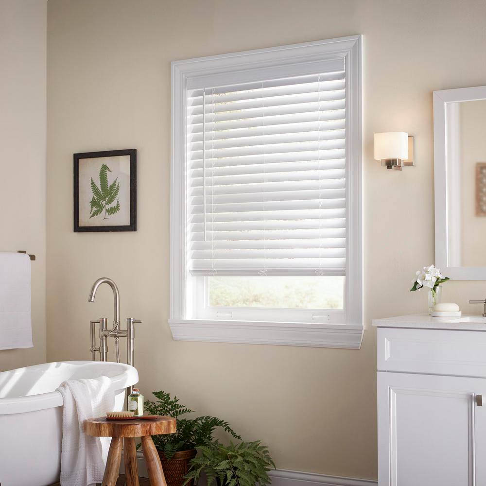 AUCT 14815 - $101 White Cordless Room Darkening 2 in. Faux Wood Blind for