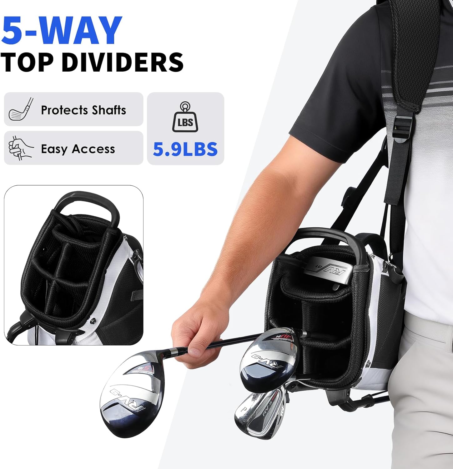 AUCT 14731 - $130 Findway 5 Way Golf Stand Bag, Upgraded Lightweight Golf - Image 2
